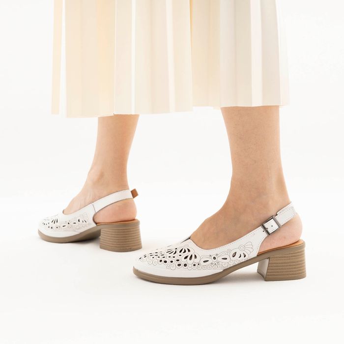 Белые туфли с открытой пяткой Respect HX067-130