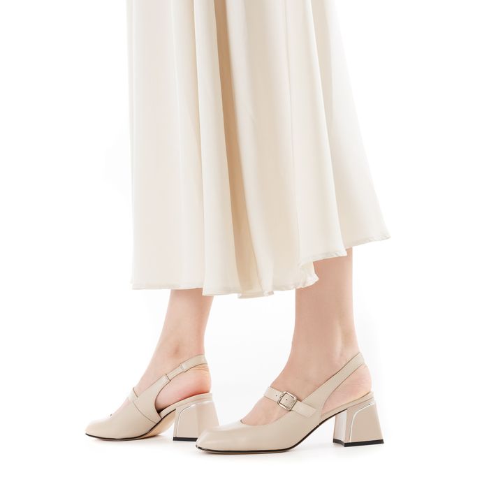 Бежевые туфли с открытой пяткой Respect VS56-174259