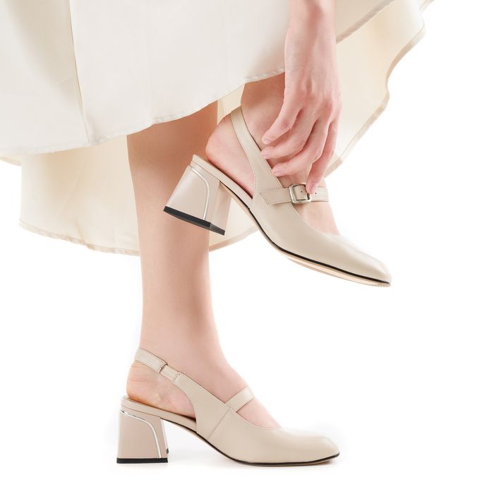 Бежевые туфли с открытой пяткой Respect VS56-174259