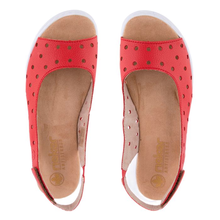 Rieker қызыл туфлиөкшесі ашық носком V9162-33