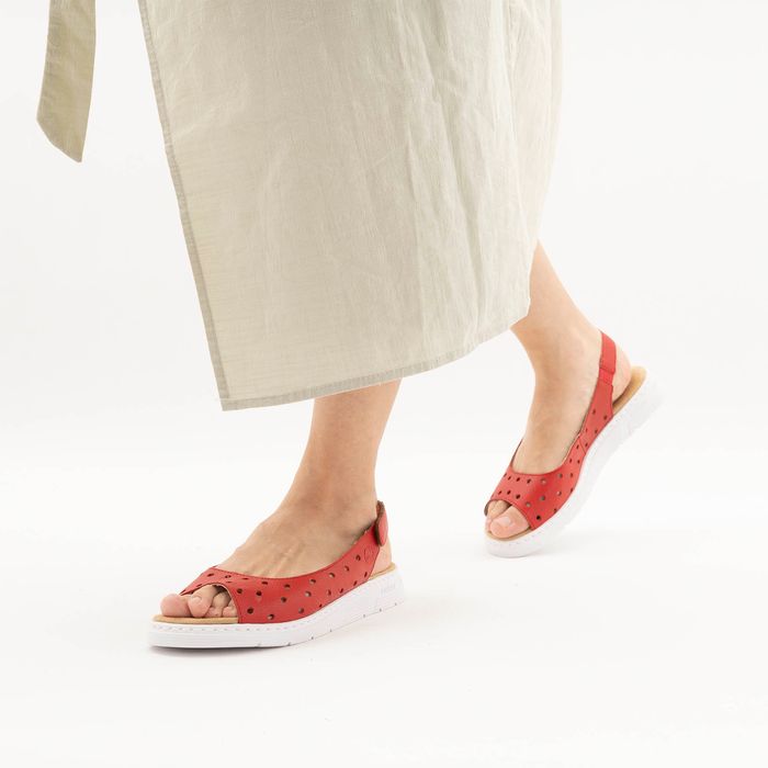 Rieker қызыл туфлиөкшесі ашық носком V9162-33