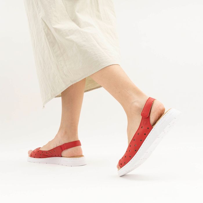 Rieker қызыл туфлиөкшесі ашық носком V9162-33