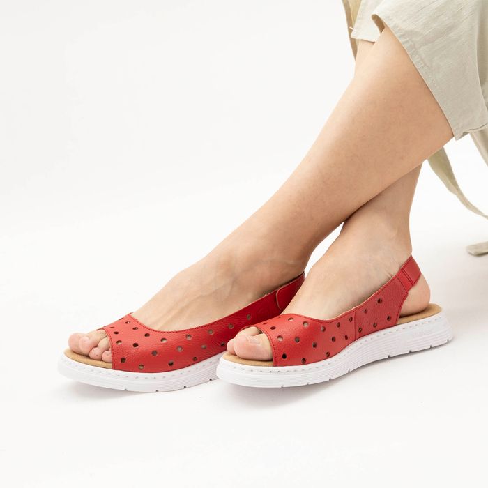 Rieker қызыл туфлиөкшесі ашық носком V9162-33