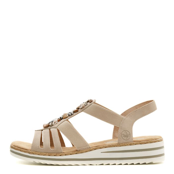 Бежевые босоножки Rieker V0649-62