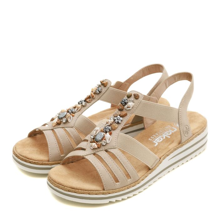Бежевые босоножки Rieker V0649-62