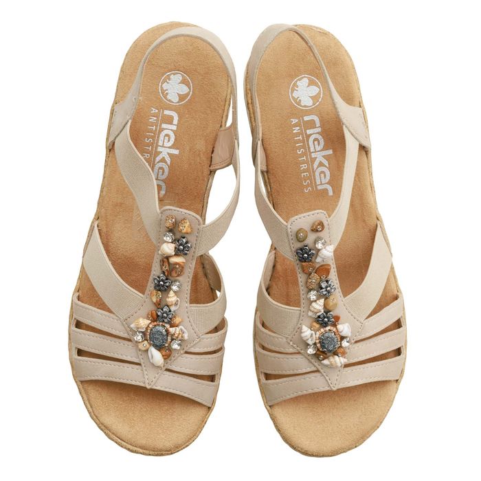 Бежевые босоножки Rieker V0649-62