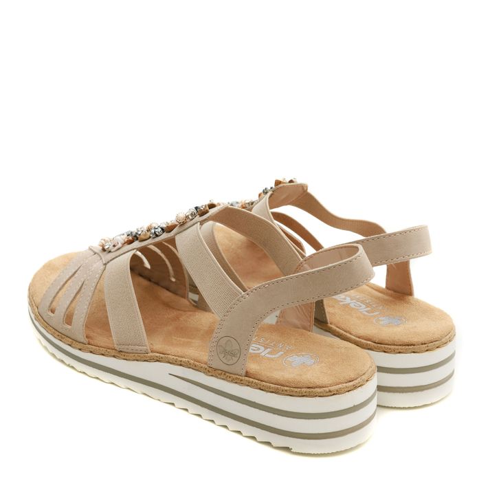 Бежевые босоножки Rieker V0649-62