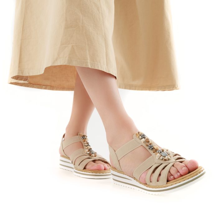 Бежевые босоножки Rieker V0649-62