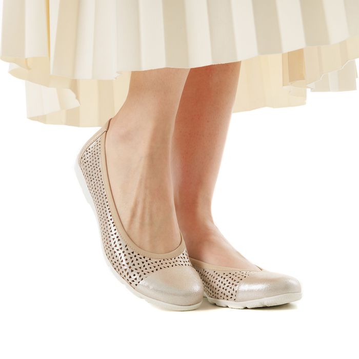 Серебристые балетки Caprice 9-22151-42-341/203