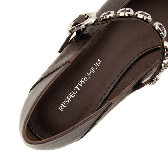 Respect Premium қоңыр, биік өкшелі туфлилері 2858-2C